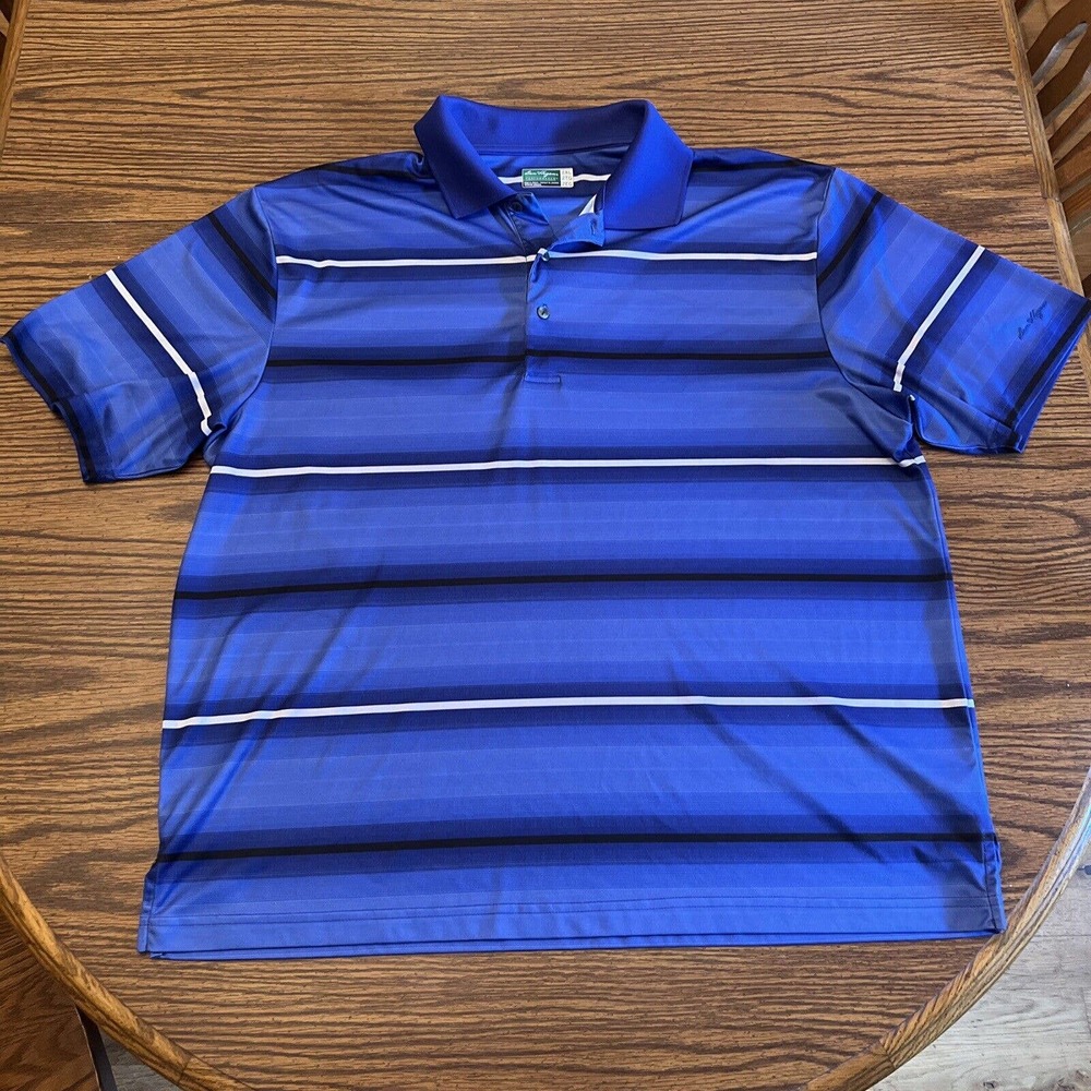 Ben Hogan Performance Blue Men's Golf Polo Shirt Size 2XL Short Sleeve Striped